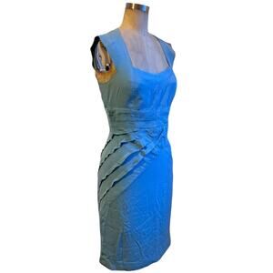 Zac Posen Sky baby blue silk dress with signature ruffles and pleats size 8